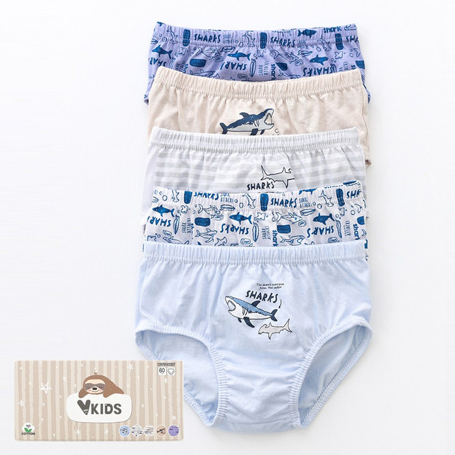 2H1720 상어친구 남아동 순면 니트조직 삼각 팬티 세트 5매