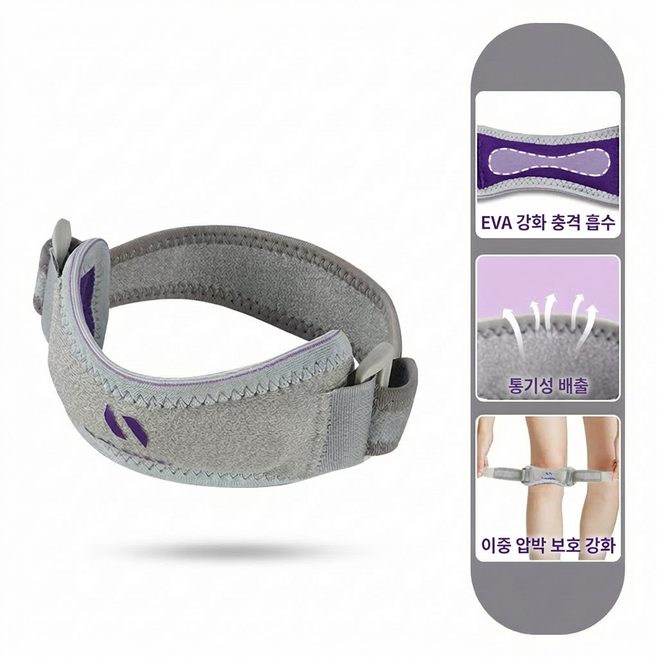 ZHEYE 보호대 슬개골 러닝무릎 여성 남성 밴드 헬스 작업용, 그레이&퍼플, 2개