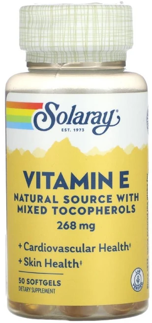 솔라레이 비타민E 268mg 혼합 토코페롤 함유 Vitamin E 소프트젤 50정, 50개 - 쿠팡