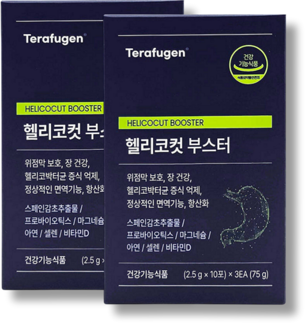 헬리코컷 부스터 위건강 장건강 스페인감초추출물 프리바이오틱스 75g, 2개