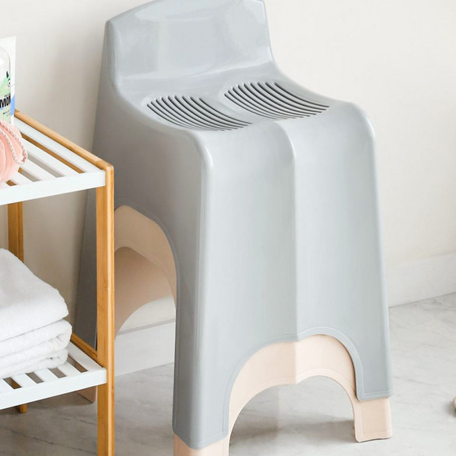 [이너프812] 물빠짐형 등받이 욕실 의자 높은 목욕탕 화장실 샤워 스툴 미끄럼방지 대형, 그레이