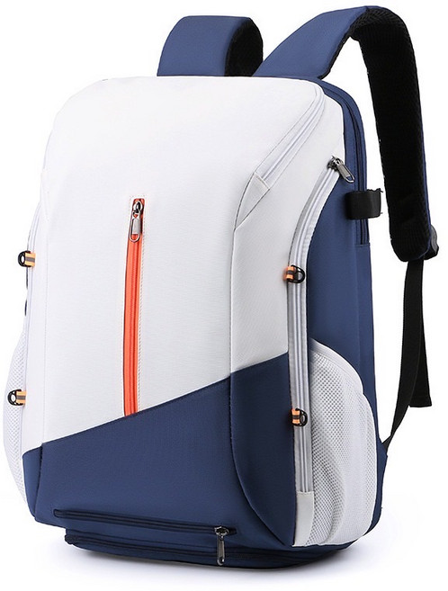 남녀공용 경량 다용도 스포츠 직장인 사회인 야구가방 방수 백팩 축구 베드민턴 농구 테니스 신발수납 건습분리, 블루/화이트, 1개