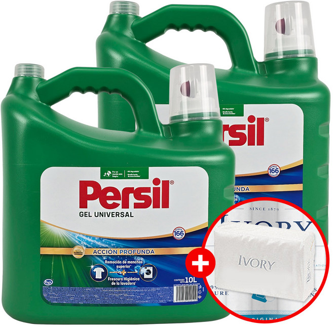 퍼실 젤 유니버셜 대용량 액상세제 10L x2개 + 아이보리비누, 2개