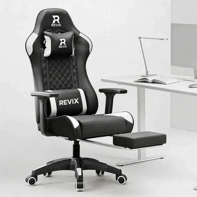 레빅스 컴퓨터 게이밍 의자 사무용 각도 높이 조절 등받이 손잡이 조절, 블랙