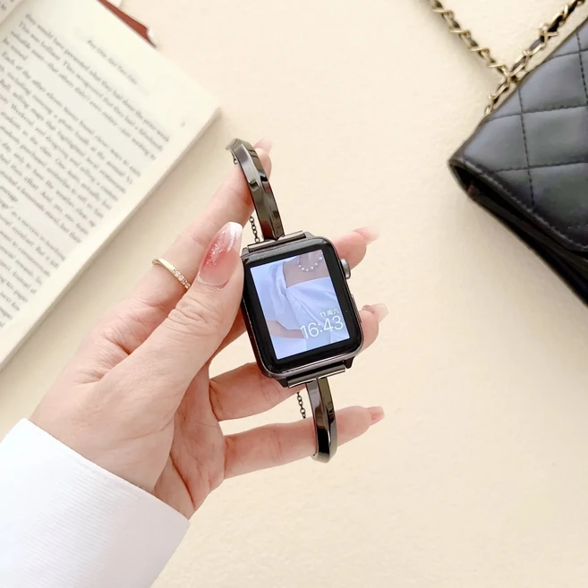 애플 워치 호환 여성용 시리즈 밴드 49mm 메탈 울트라 스트랩