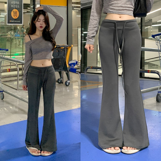 [본사출고] 워너비뮤즈 [왕골반핏/쿨링/쫀득촉감] *모델소장* 후들후들 쿨 몸매보정 로우라이즈 부츠컷 트레이닝 팬츠 로우웨스트 로라이즈 세미부츠컷 츄리닝 바지 6col
