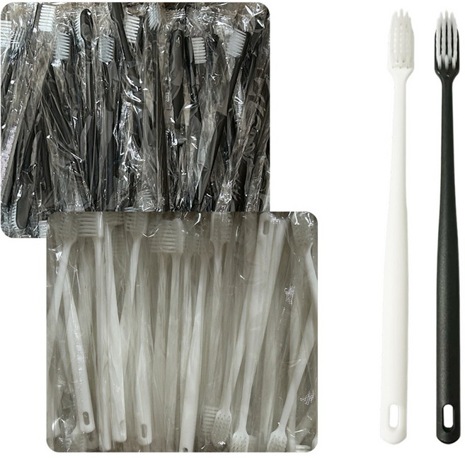 클리어 미세모 일회용칫솔 손님접대용 여행용 휴대용 호텔용 일회용 칫솔 치과 사우나, 40개, 1개입