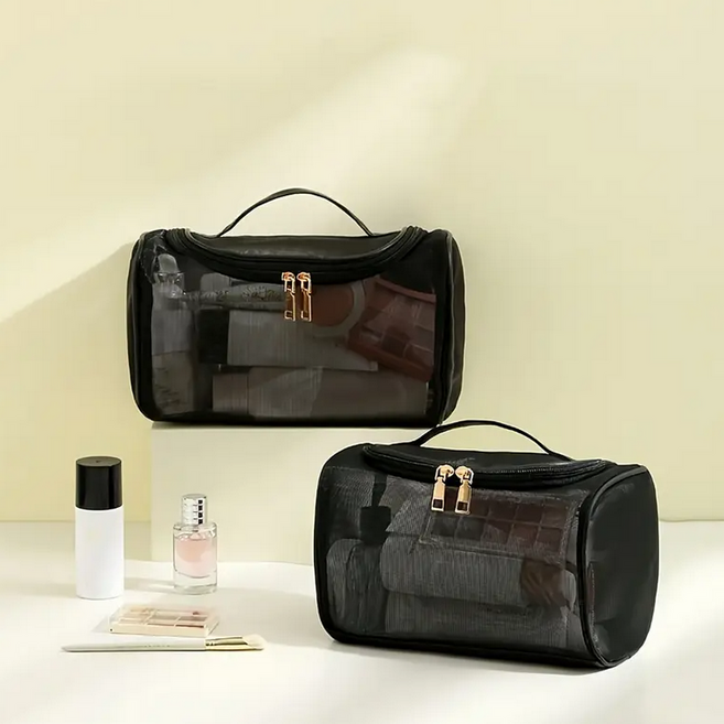 가벼운 대용량 투명 메쉬 여행용 화장품 파우치