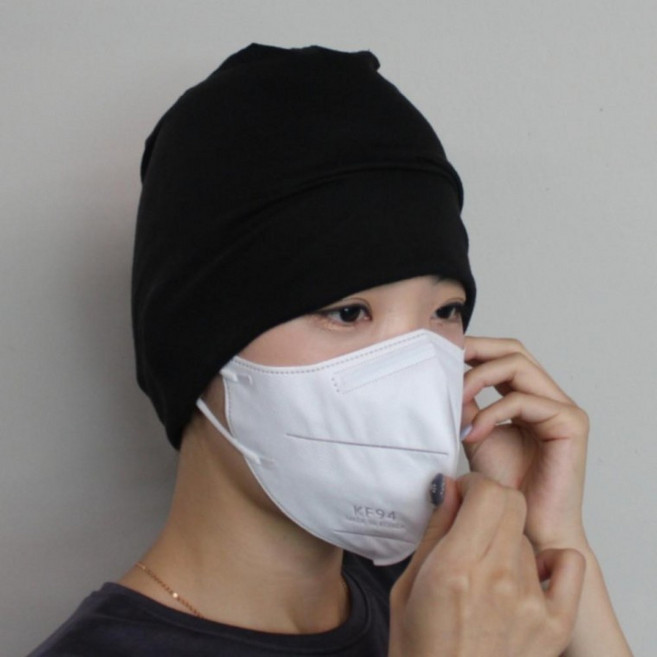 블랙 신축 비니 항암모자 헤어캡 항암 치료 모자 수면 항암두건 환자