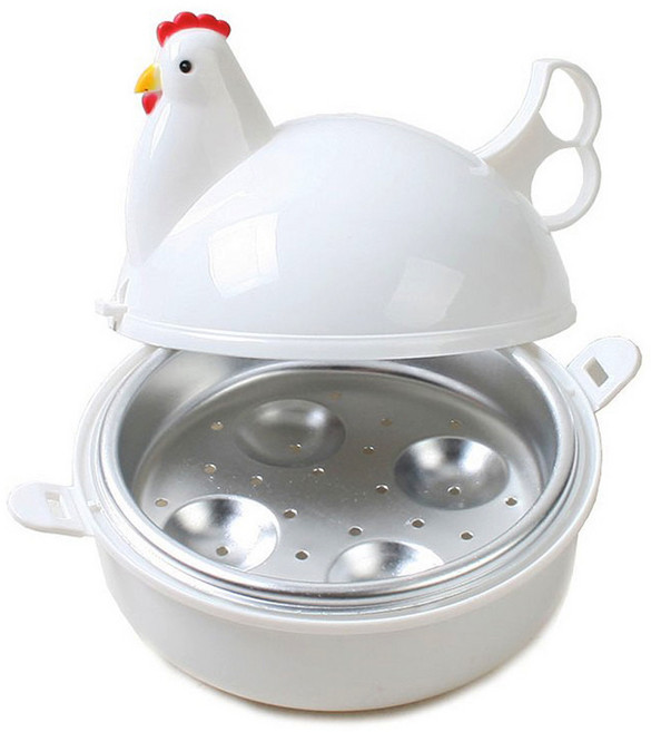 전자레인지 계란찜기 4구 달걀찜기 계란음식조리, 1개, 화이트