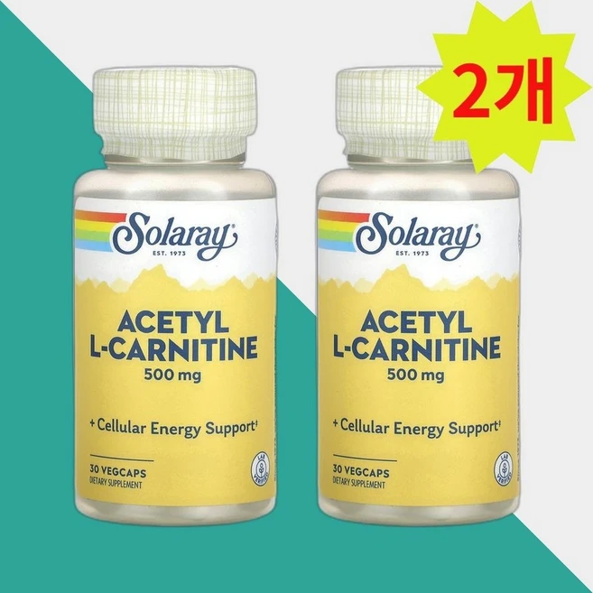 Solaray 아세틸 L-카르니틴 500mg Acetyl L-Carnitine, 2개, 30정 - 쿠팡