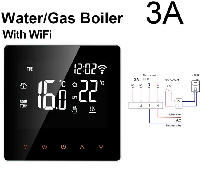 AVATTO Tuya WiFi 전기 바닥 난방 물/가스 보일러 온도 원격 컨트롤러 Google 홈 Alexa용 스마트 조절기, 01 빠른, 03 WiFi WaterGas Boiler