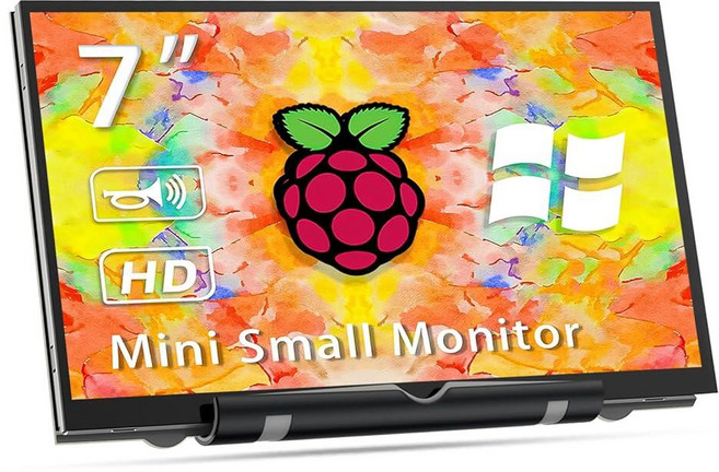 HAMTYSAN 17.8cm(7인치) 라즈베리 파이 디스플레이 800x480 HDMI 미니 소형 모니터 듀얼 스피커 포함 라즈베리 파이 4/3/2/Zero/B/B+ Win, HAMTYSAN 17.8cm(7인치) 라즈베리 파이 디