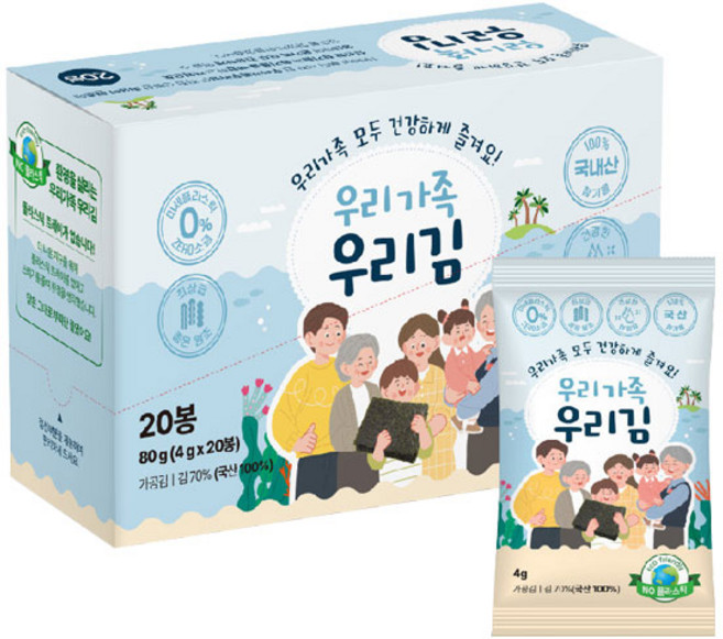 광천우리맛김 우리가족 우리김, 1개, 80g