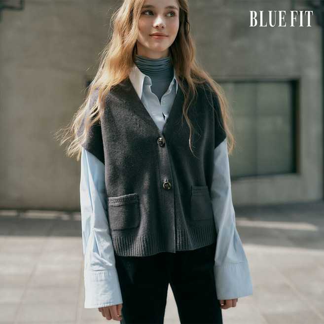 [론칭가69 000원→1만원↓] 블루핏 울100 베스트 가디건
