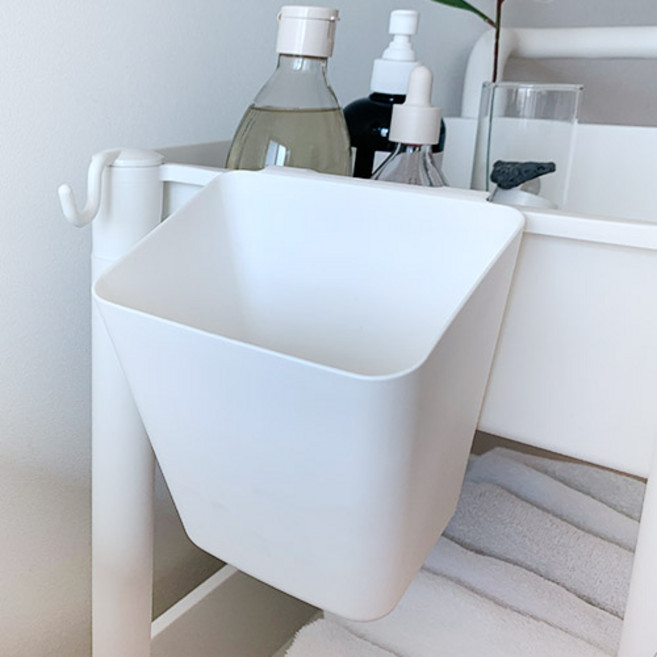 온더칩 트롤리 수납바구니 레일 선반 걸이형 2개, 화이트