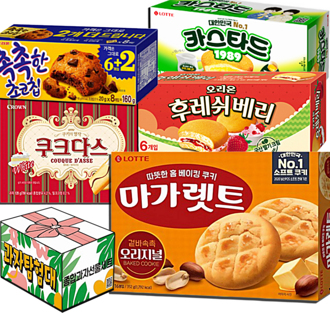 사무실 과자세트 간식 모음, 1세트, F세트 마가렛트 쿠크다스 카스타드 후레쉬베리 촉촉한초코