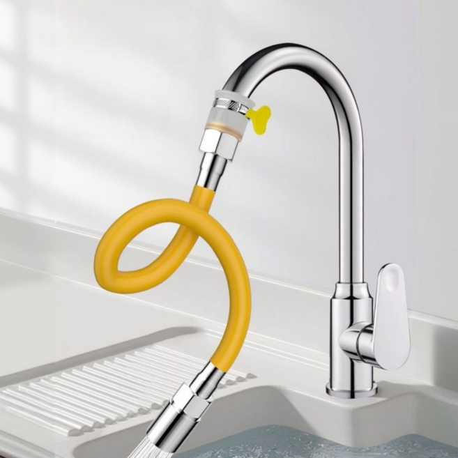 모덱스 2세대 360도 회전 수도 연장호스, 옐로우, 1m