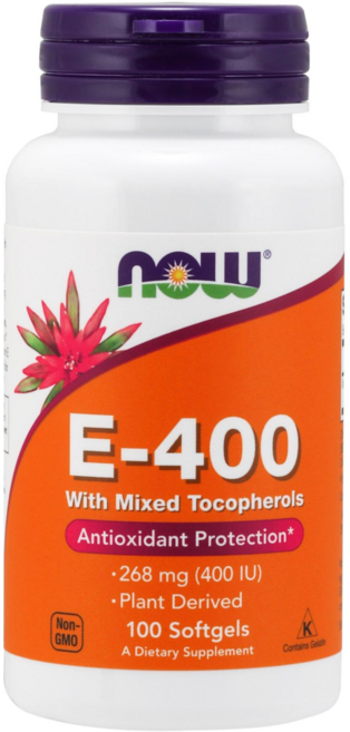 NOW Foods 維生素E-400軟膠囊, 100顆, 1罐