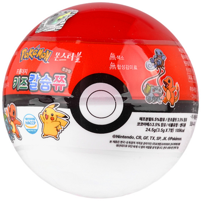 포켓몬 몬스터볼 키즈칼슘쮸 초코맛, 7정, 1개