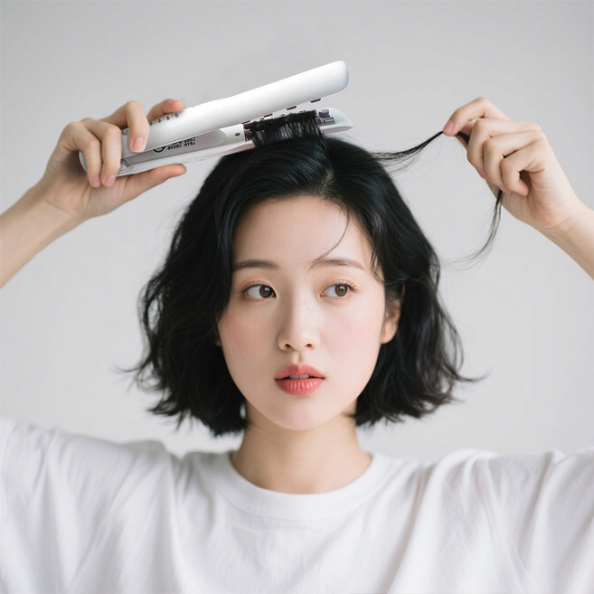 ROYLEA 신형 무선 고데기 옥수수펌 판고데기 볼륨 뿌리 기 /높은 크라운 효과/휴대용 무선 고데기, 화이트, 화이트