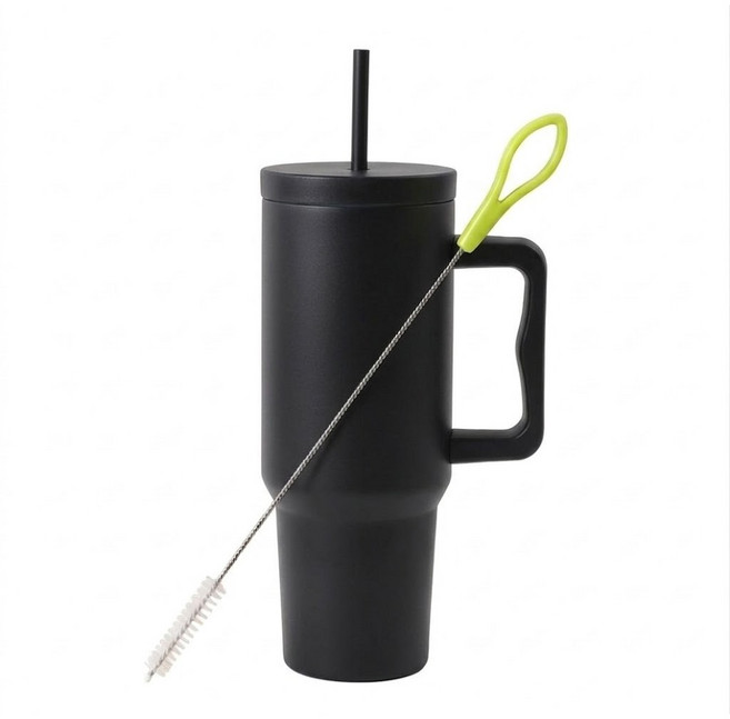 대용량 핸들 빨대 텀블러 차랑용 배달용 운동용 텀블러, 1개, 1.18L, 에너지블랙