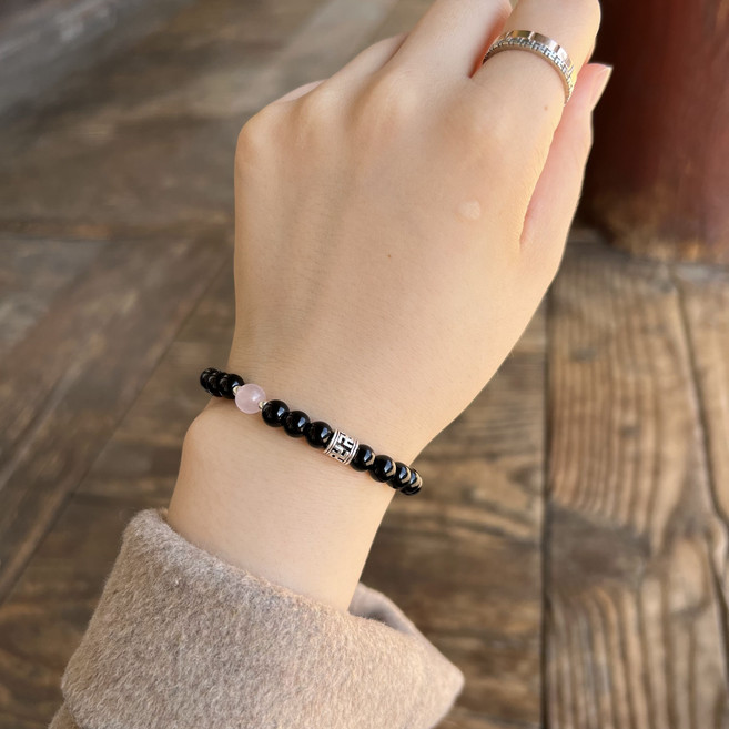 [연애성취발원] 연애운을 높여주는 사랑의 만자 오닉스 장미석 장미수정 원석 행운 개운 부적 염주 부적 팔찌