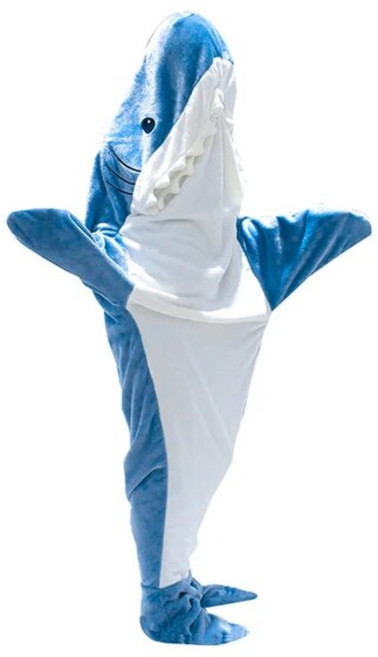 이불담요 병원 캠핑 담요 집순이 귀여운 만화 상어 침낭 부드럽고 따뜻한 성인용 원단