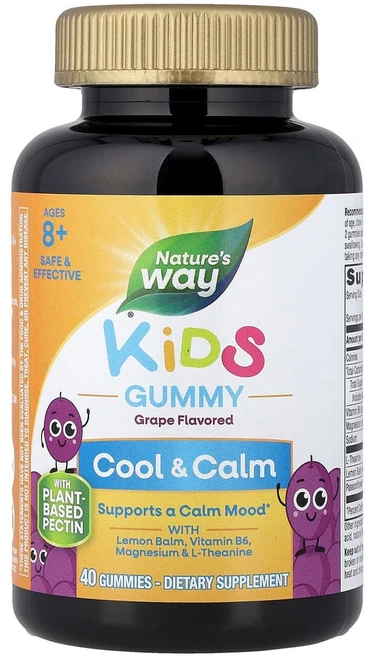 네이처스웨이 키즈 쿨 & 캄 & 콜렉티드 만 8세 이상 포도 구미젤리 40개, NWY13369, 1개, 40정 - 쿠팡
