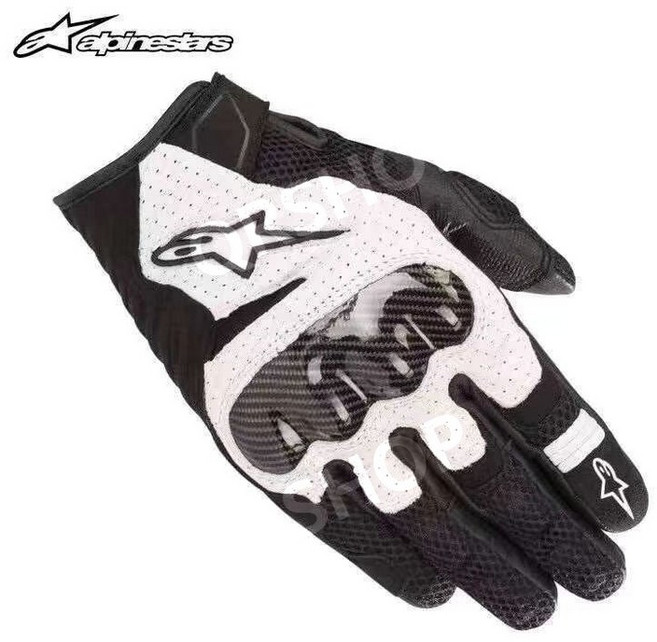 알파인스타 스크린 터치 여름 장갑 오토바이 바이크 라이더 글러브 통기성 메쉬 양가죽, 화이트