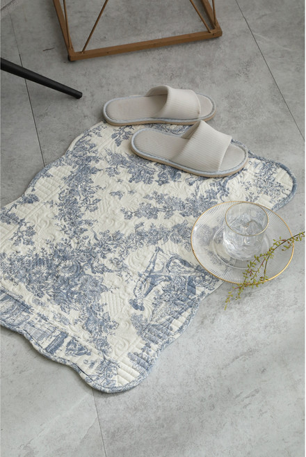 [베라택] 명화 뜨왈 발매트 미끄럼방지 욕실 발매트 주방매트 사계절 매트 인테리어 발판 카페트, 1개, 블루