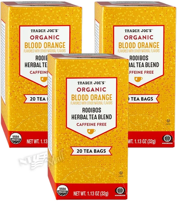 트레이더조 유기농 블러드 오렌지 루이보스 허브티 블렌드 32g 20티백X3박스 TRADER JOE'S ORGANIC BLOOD ORANGE - 쿠팡