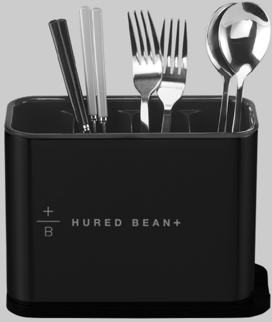 휴레드 빈플러스 물빠짐 스텐 베이직 수저통, 블랙, 1개