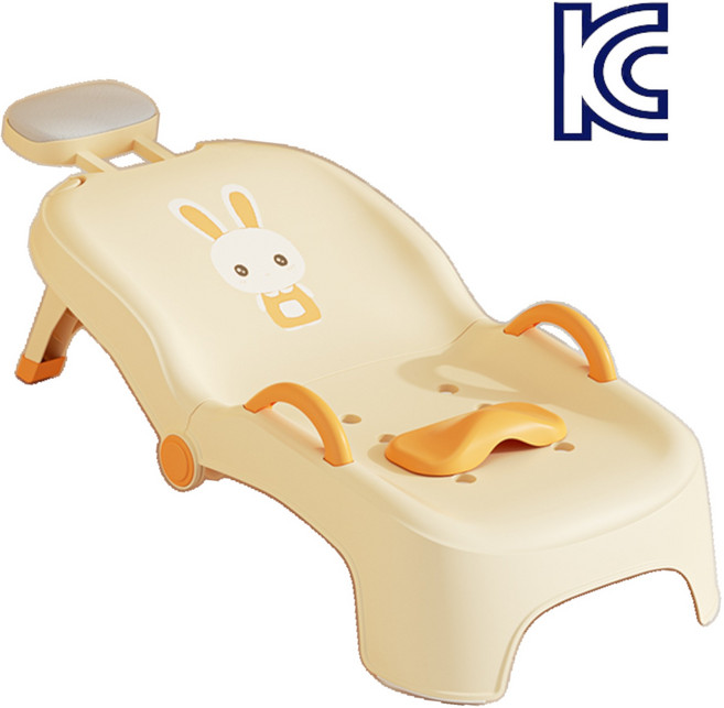 오브제 접이식 샴푸의자 KC인증 유아 누워서 샴푸 목욕 어린이 샴푸 머리감는 샴푸침대, 1개, 06.노란색 PU쿠션(접이식/샴푸대야 제외)