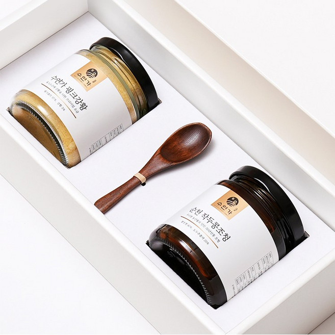 수연가 금옥 스푼포함 2종 꿀 소금 조청세트 (결혼 웨딩 돌잔치 환갑 칠순 답례품), 핑크비트+핑크강황+스푼, 1세트