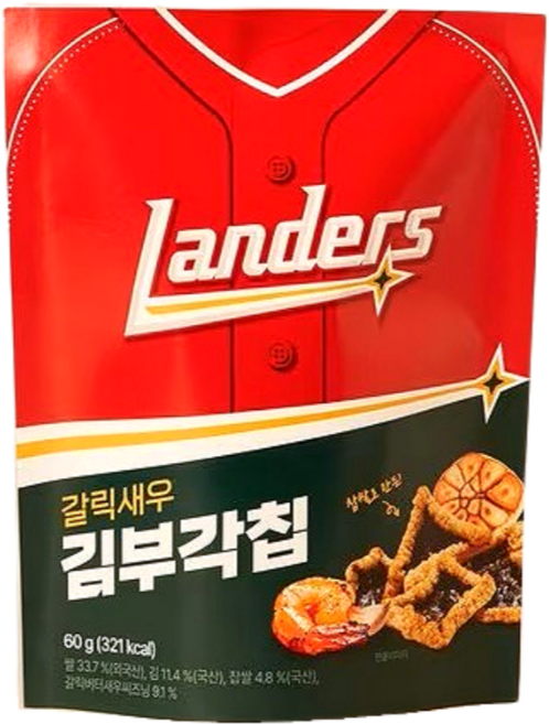 랜더스 갈릭새우 김부각칩, 60g, 4개