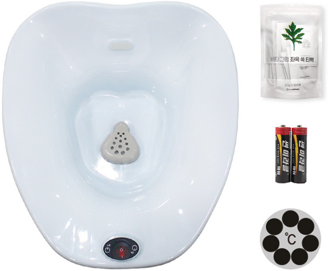 비타그램 코드제로 무선 좌욕기 + AA건전지 2개 + 온도 스티커 + 쑥팩 30포, 스카이