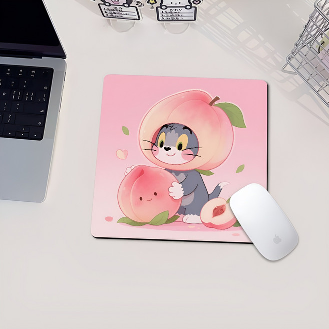 방수 코팅이 된 만화 캐릭터 마우스 패드 귀여워요 마우스패드, 1개, 핑크캣,260*210*3mm