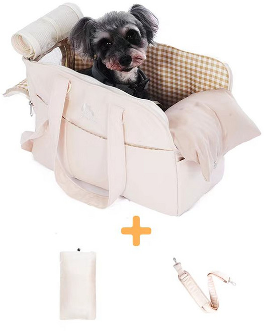 Sevenmoon강아지 대용량 간편 슬링백 산책 이동가방, 1개, 미색