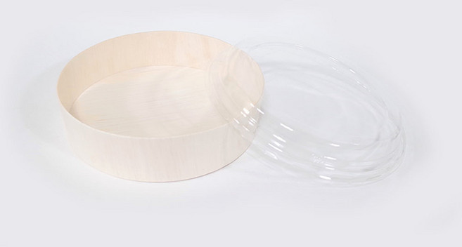 엠엔피 나무도시락 떡포장용기 우드도시락통 원형 대 투명뚜껑, 5세트, 1개