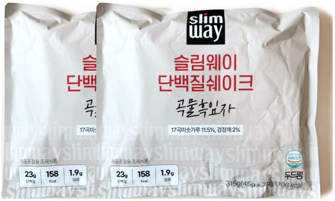 슬림웨이 단백질 쉐이크 곡물 흑임자 7p, 2개, 315g