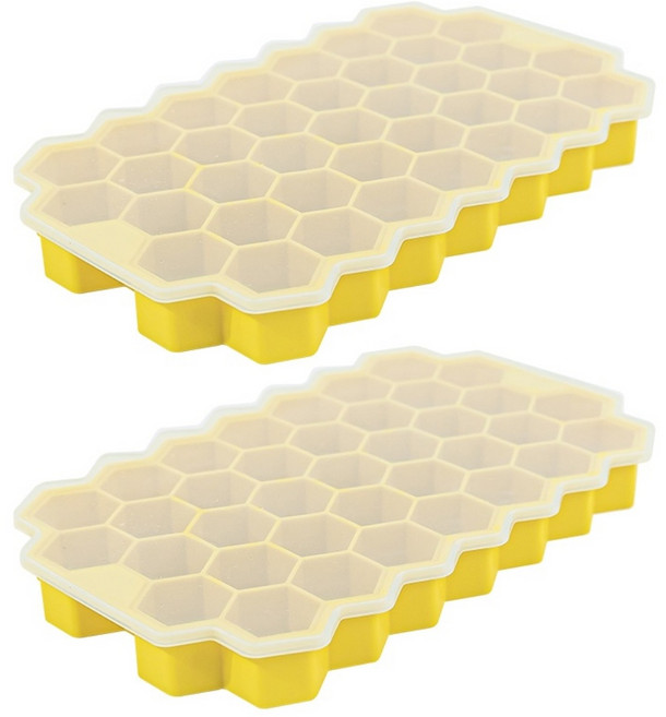 실리콘 벌집 얼음틀 육각형 아이스 트레이, 2개, 옐로우