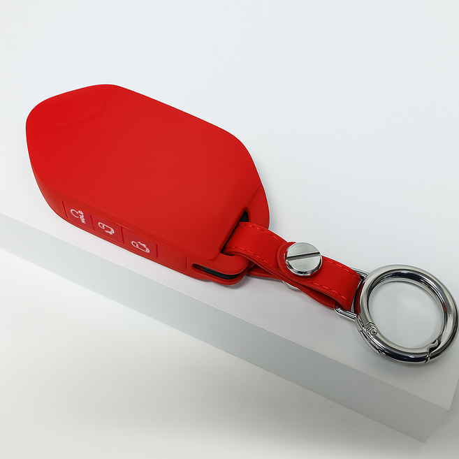 바이어블 기아 EV3 EV4 EV6 쏘렌토 MQ4 카니발 KA4 호환 스마트키 실리콘 케이스 키링 키홀더, 7버튼_S56_SS1, 레드