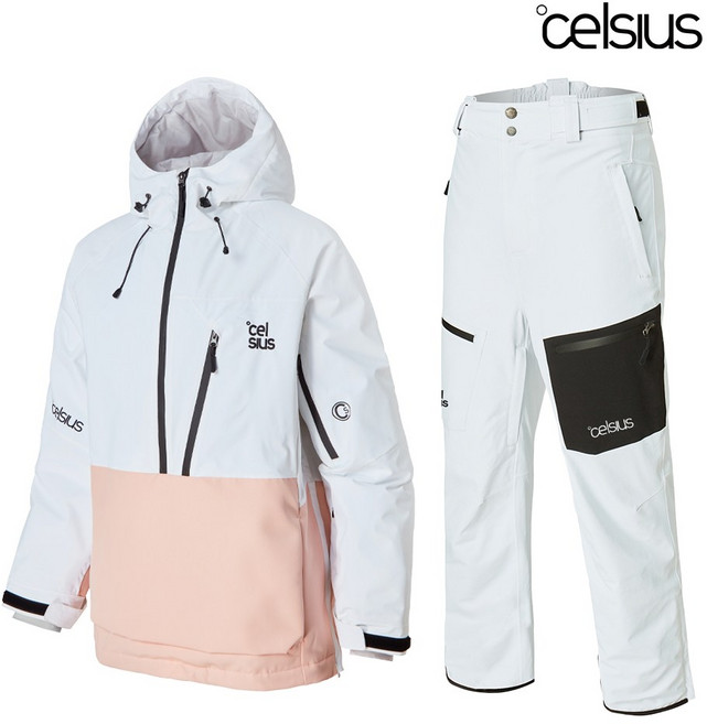 커플 스키복 보드복 세트 빅사이즈 여성 남자 오버핏 후드집업 스톰 밴티지 세트 화이트피치