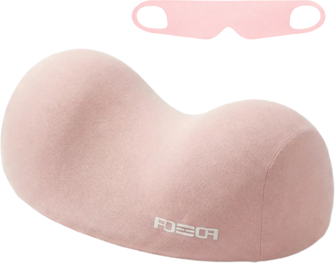 원티어 경추베개 메모리폼 낮은 베개 일자목베개 수면안대 세트, 핑크 세트, 1개