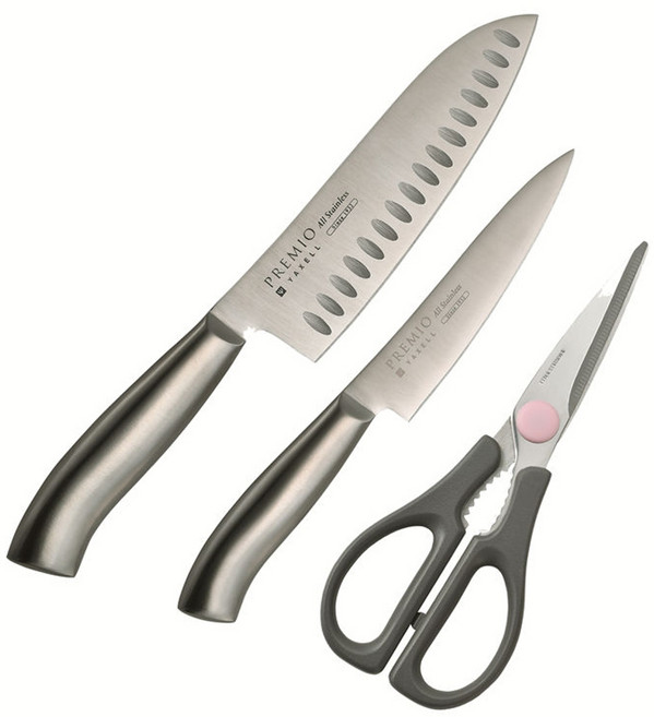 약셀 부엌칼 프레미오 산토쿠 식도 과도 주방가위 세트 31813, 칼 2 가위 1, 1개