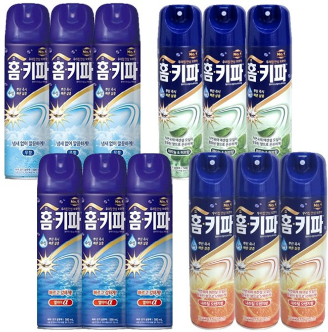 홈키파 수성 에어졸 모기약/파리/나방 살충제 500ml (3개입) 4종 중 선택1 / 모기퇴치, 홈키파 에어졸 엘비이알파, 3개