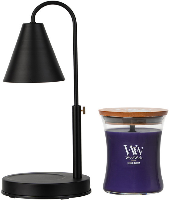 우드윅 미디엄 향초 호른 캔들워머 세트 (국내산 높이 밝기조절), 01 블랙, 08 파이어사이드