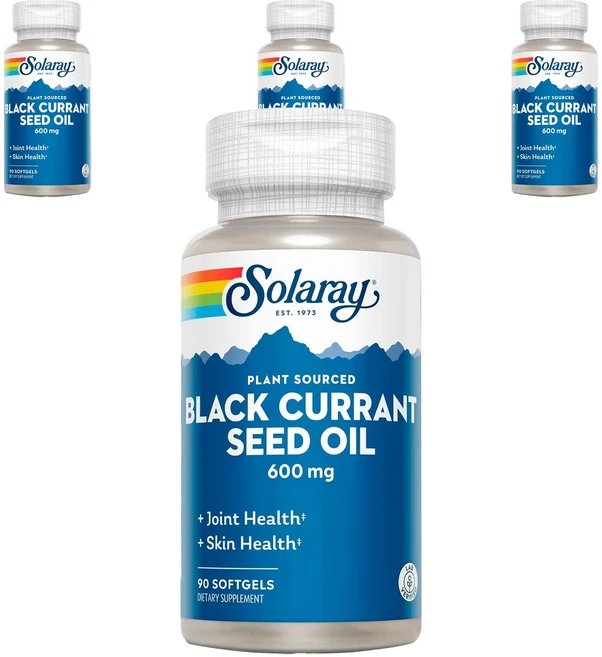 솔라레이 블랙 커런트 씨드 오일 600mg 소프트젤, 90정, 4개 - 쿠팡