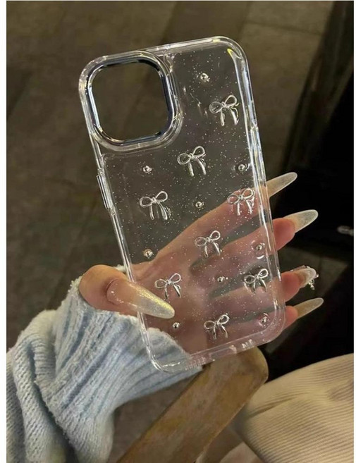 스파클링 파우더 보우 스타 케이스에 적합 투명 풀 케이스, 2. 베이지 / K. iphone13 Pro(6.1)용